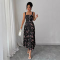 new floral print dress - spring/summer/autumn women's v-neck, slim-fit, a-line maxi dress