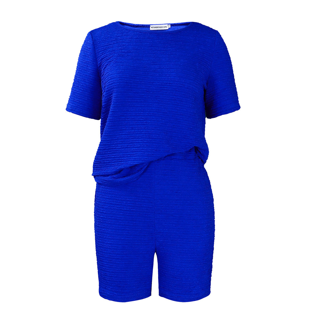 D3332 european and american fashion casual set for women,  summer new arrival, loose solid color short sleeve top and shorts two-piece set