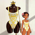 European and american style one-piece swimsuit - fresh print, bodycon, sexy open back - perfect for  cross-border e-commerce