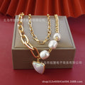 Faux pearl long drawstring necklace, baroque style necklace, 3-in-1 unique pearl necklace, simple choker
