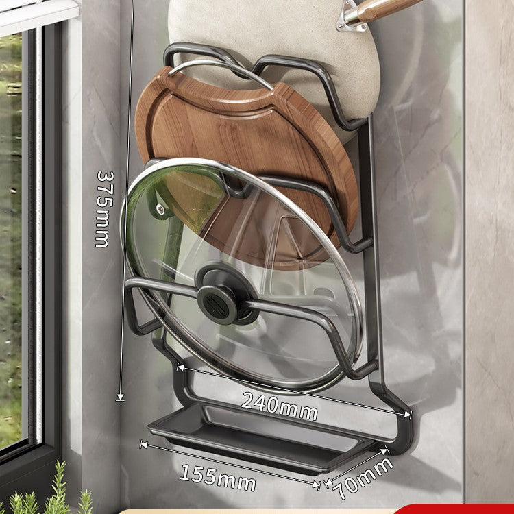 Pot lid rack No punching Wall-mounted kitchen rack Multifunctional cutting board cutting board rack Multi-layer household storage shelf