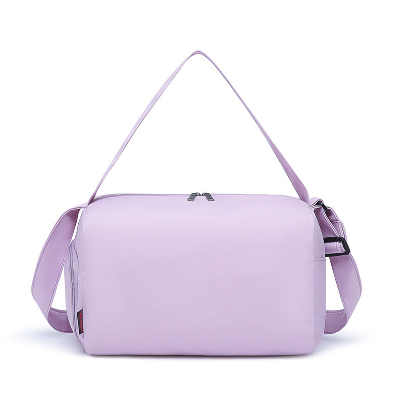 New travel bag trendy simple solid color sports fitness bag men and women business travel storage luggage independent shoe compartment