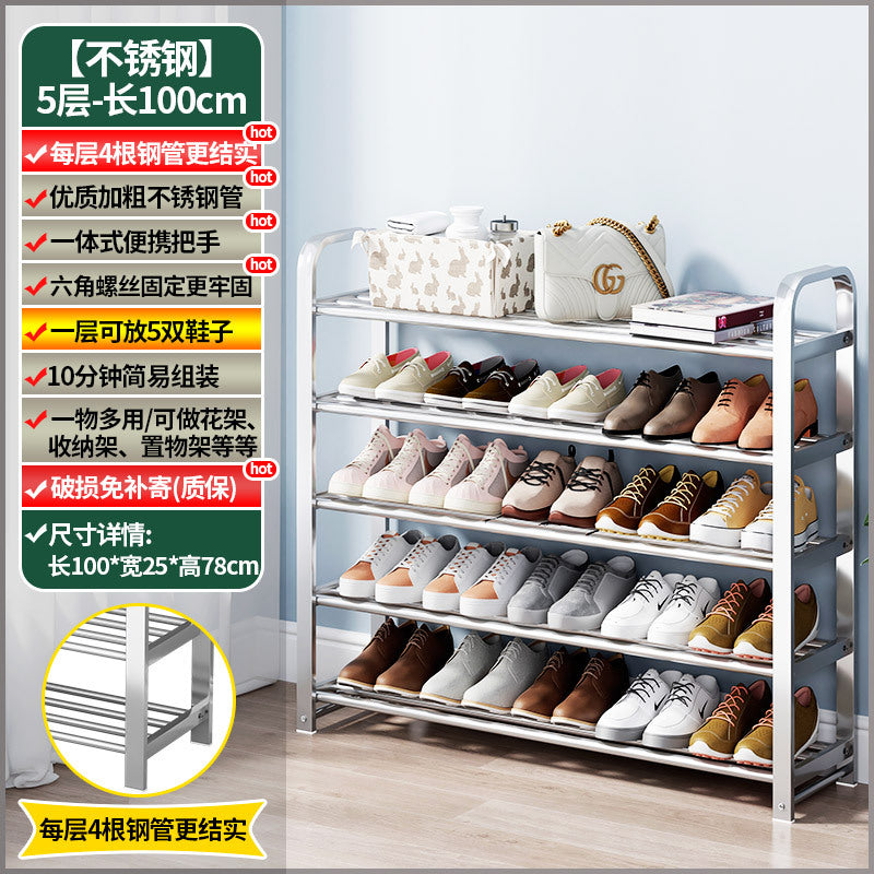 【factory direct】multi-tier stainless steel entryway shoe rack - perfect for dorms, apartments, and rental properties