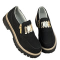 New arrival: women's chunky low-top loafers with side zipper – plus size, british style, slip-on flats – perfect for cross-border e-commerce,  supplier