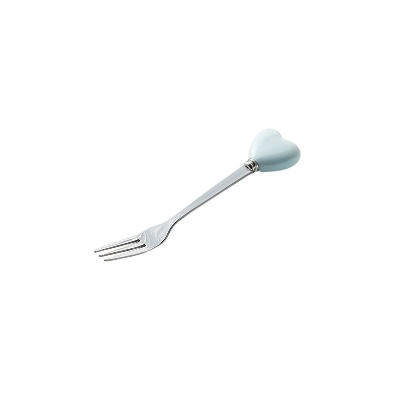 High-style ceramic handle forks, stainless steel household spoons, heart-shaped coffee stirrers, creative dessert spoons - wholesale