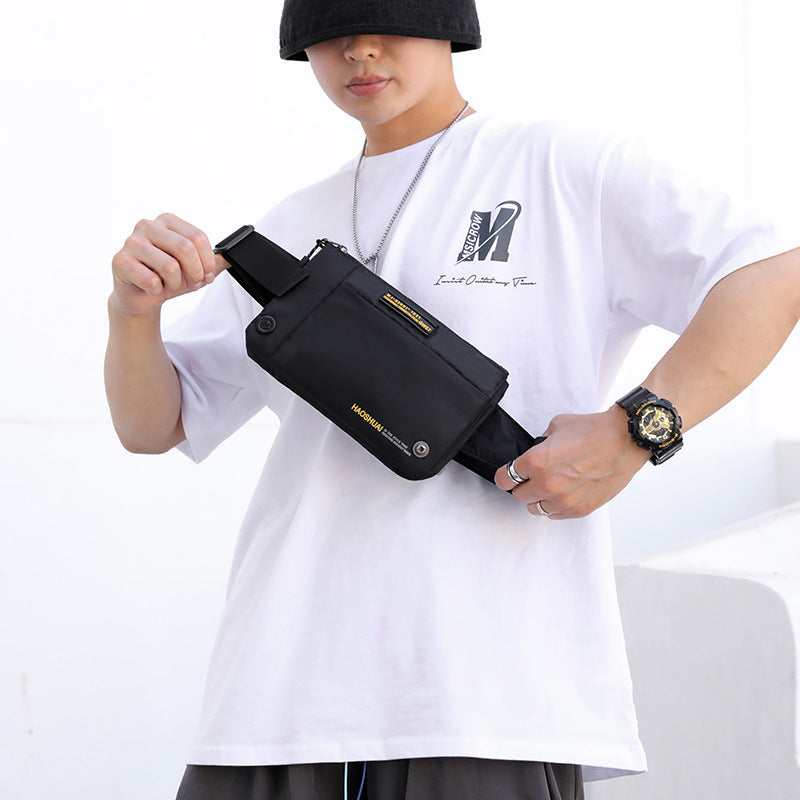 New  men's breast bag, messenger bag, fashion and leisure outdoor fanny pack, sports shoulder bag, simple men's bag.