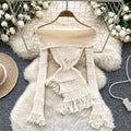 Goddess stylesense of design one-shoulder lapel long sleevescut outknitting shirt women's asymmetricalsilm chictops