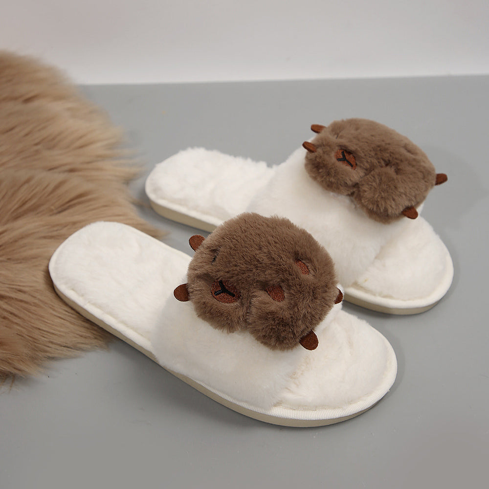 Capybara plus size slippers - new autumn/winter 2025 collection - women's cute cartoon indoor/outdoor one-strap cotton slippers
