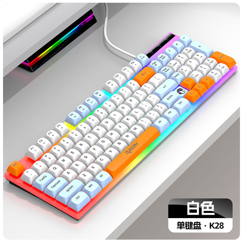 Raiku t28 wired membrane keypad with rotary encoder, tri-color backlit, mechanical feel, desktop computer office keyboard