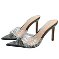 2026 summer french pointed-toe clear tpu sandals & slides - women's outdoor wear, stiletto heel, single strap with rhinestone embellishments, breathable