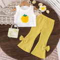 Children's clothing cross-border european and american girls' new strawberry chapter off-white vest + pink trousers set