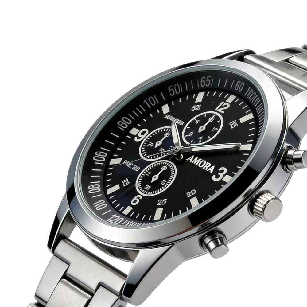 Wholesale cross-border fashion watches for men, men's watches, gift watches, quartz watches, stylish blue light glass leather strap men's wristwatches