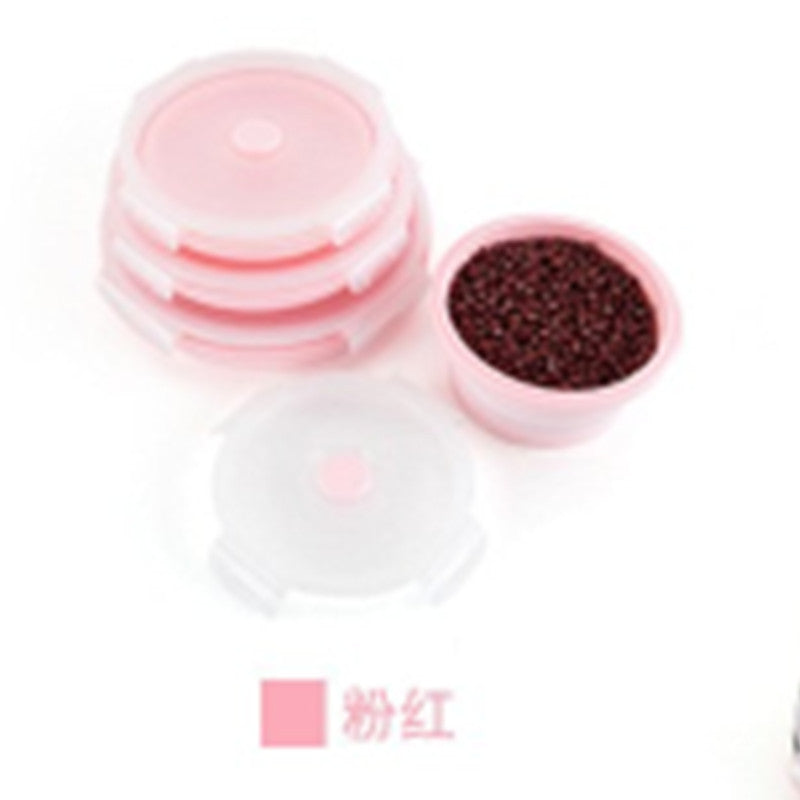 Portable folding lunch box, round silicone lunch box, microwave oven bento box, plastic refrigerator lunch box, fresh-keeping box.