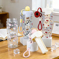 High-style cartoon floating ball plastic cup, large capacity, portable, trendy direct-drink plastic straw water cup, tea infuser cup - wholesale
