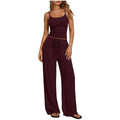 European and american cross-border  foreign trade y2 women's  casual set - solid color camisole and wide-leg pants 2-piece outfit