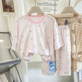 Kids' lyocell loungewear set - summer unisex 10a antibacterial three-quarter sleeve pajamas for children and teens - perfect for air conditioning