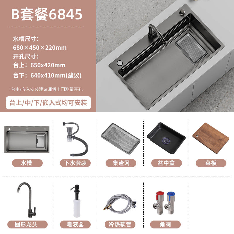Double slag collection sink large single slot high quality stainless steel kitchen sink thickenedfor home dishwashing sink vegetable sink