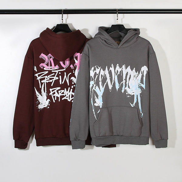 2024 Cross-border New American Street Fashion Autumn Niche Casual Loose Printed Hoodie Sweater Jacket