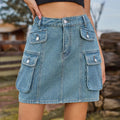 Fashion cross-border export women's summer new style  independent station washed workwear denim short skirt skirt
