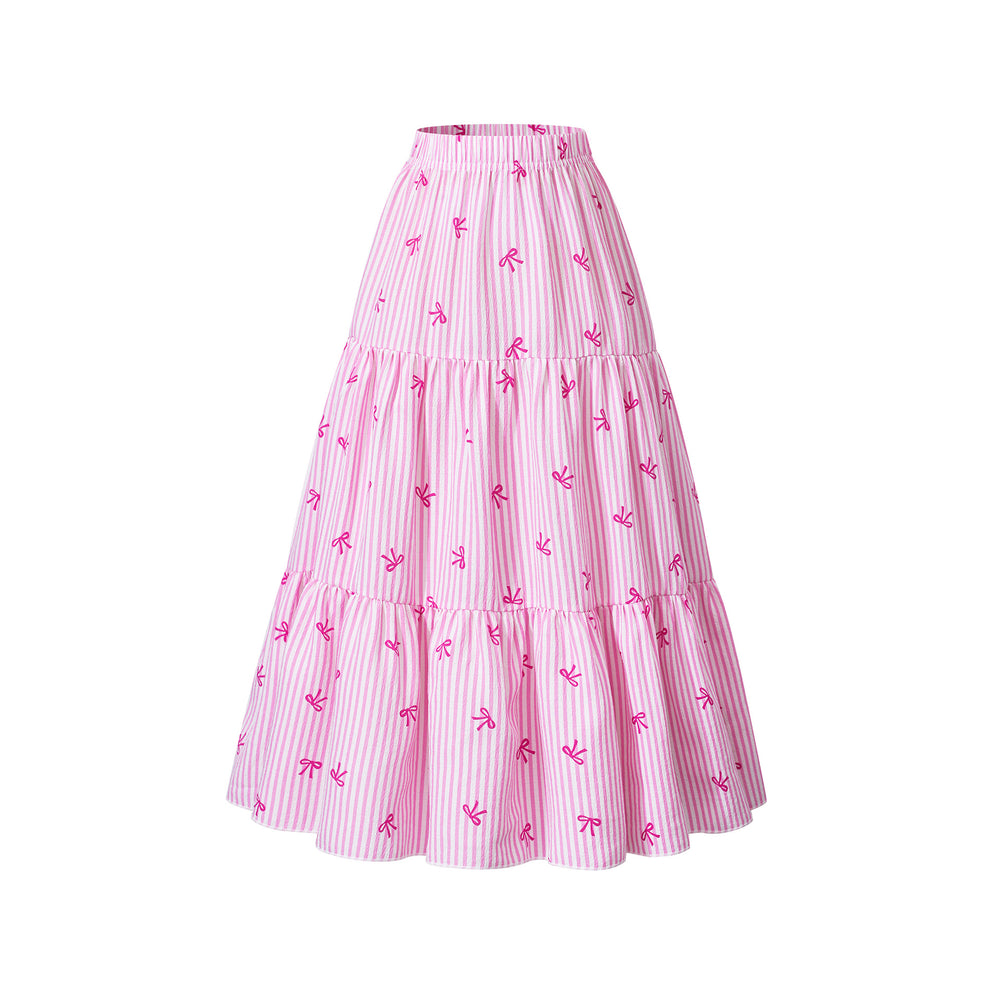 Girls' midi skirt, floral print flowy skirt