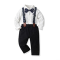 Boys' spring outfit set, long-sleeve romper and bib overalls set, cross-border two-piece baby clothes