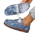 export plus size ethnic style casual flats women's colorful lace-up graffiti low-top canvas shoes wood grain thick sole shoes