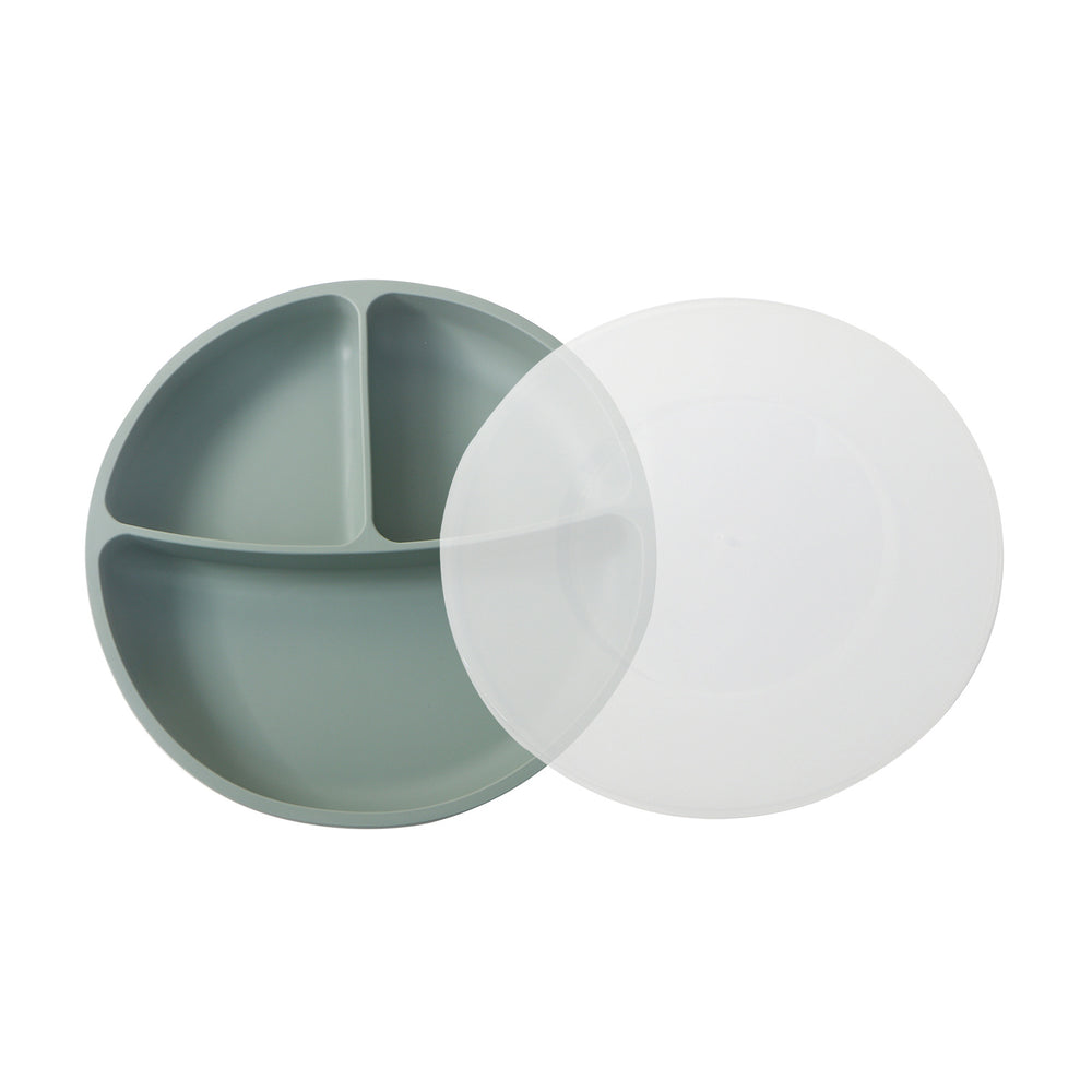 Kids dinner plate platinum silicone baby dinner plate infant suit complementary food compartment large suction cup smiley face maternal and infant products