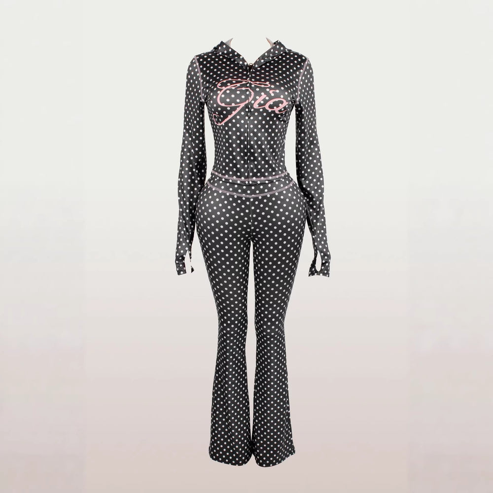 fashionable women's sexy leopard print thumbhole flare long sleeve two-piece set - hot seller in europe and the us