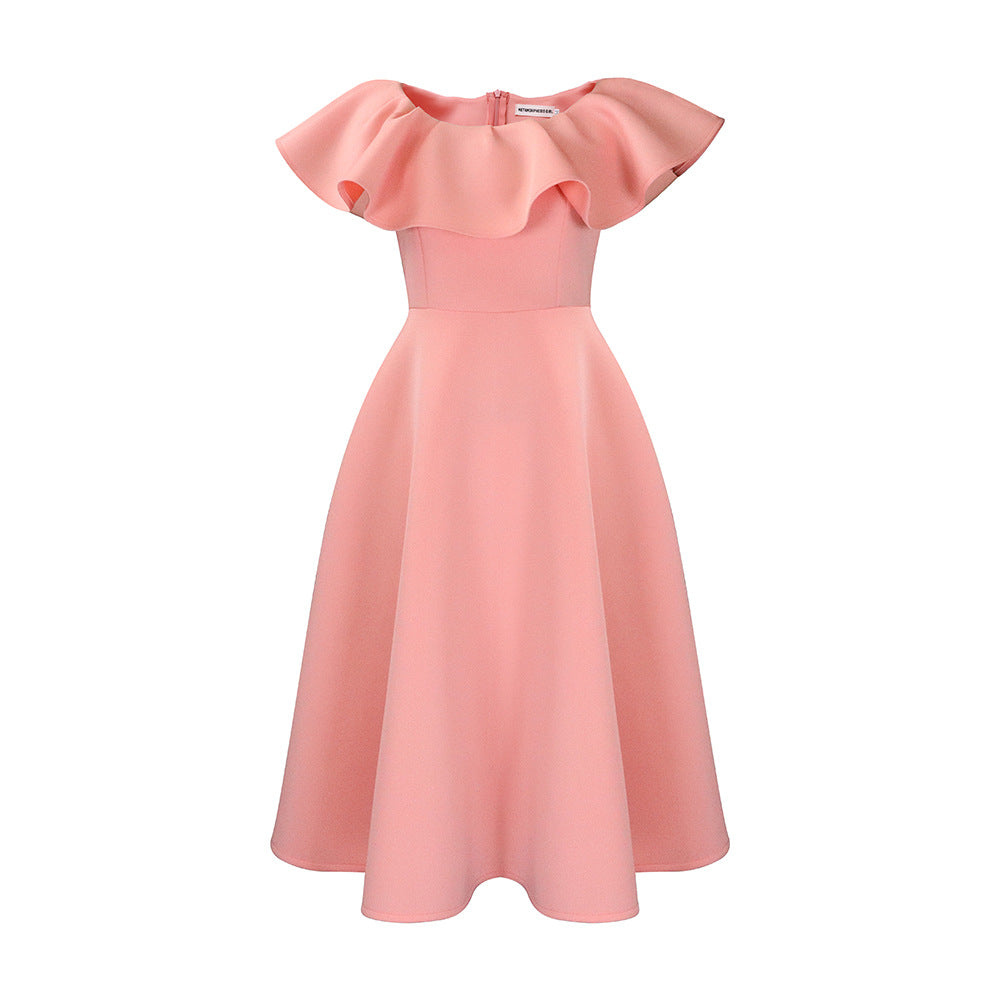D367 european and american style independent fashion website summer chic ruffle hem maxi dress banquet evening gown cross-border dress