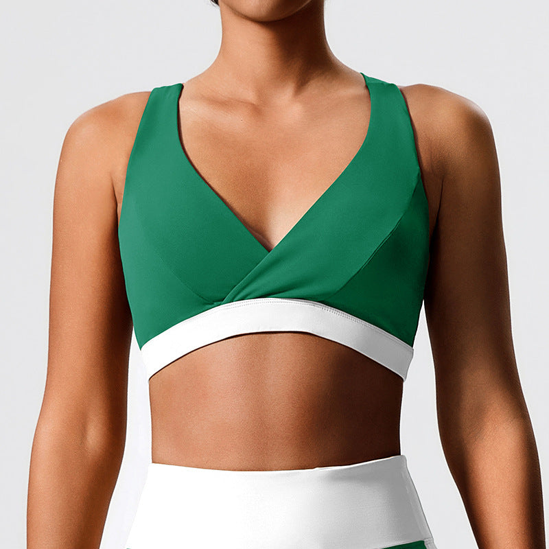 Eco-friendly fabric yoga tank top - crisscross back, color block design, built-in bra, perfect for yoga, running, casual wear, and fitness