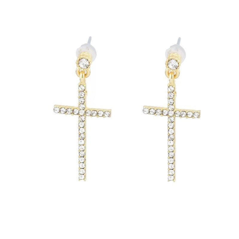 Amazon cross-border hot seller: 925 sterling silver moissanite stud earrings - unisex cross design, d color moissanite earrings