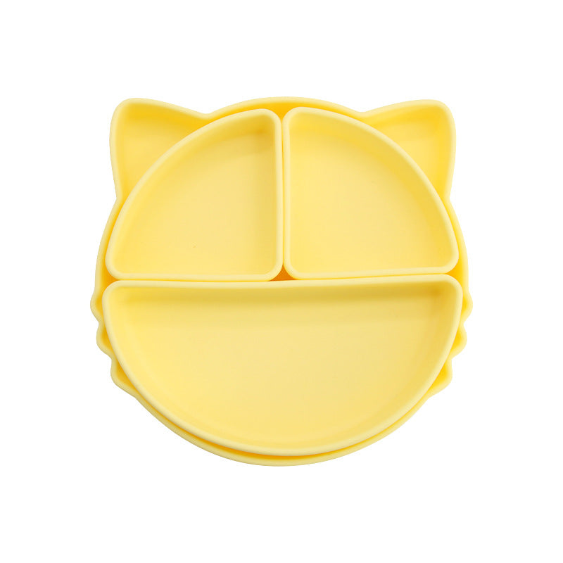 Children's silicone grid plate set cat rabbit bear cute wind portable tableware baby complementary food training bowl set