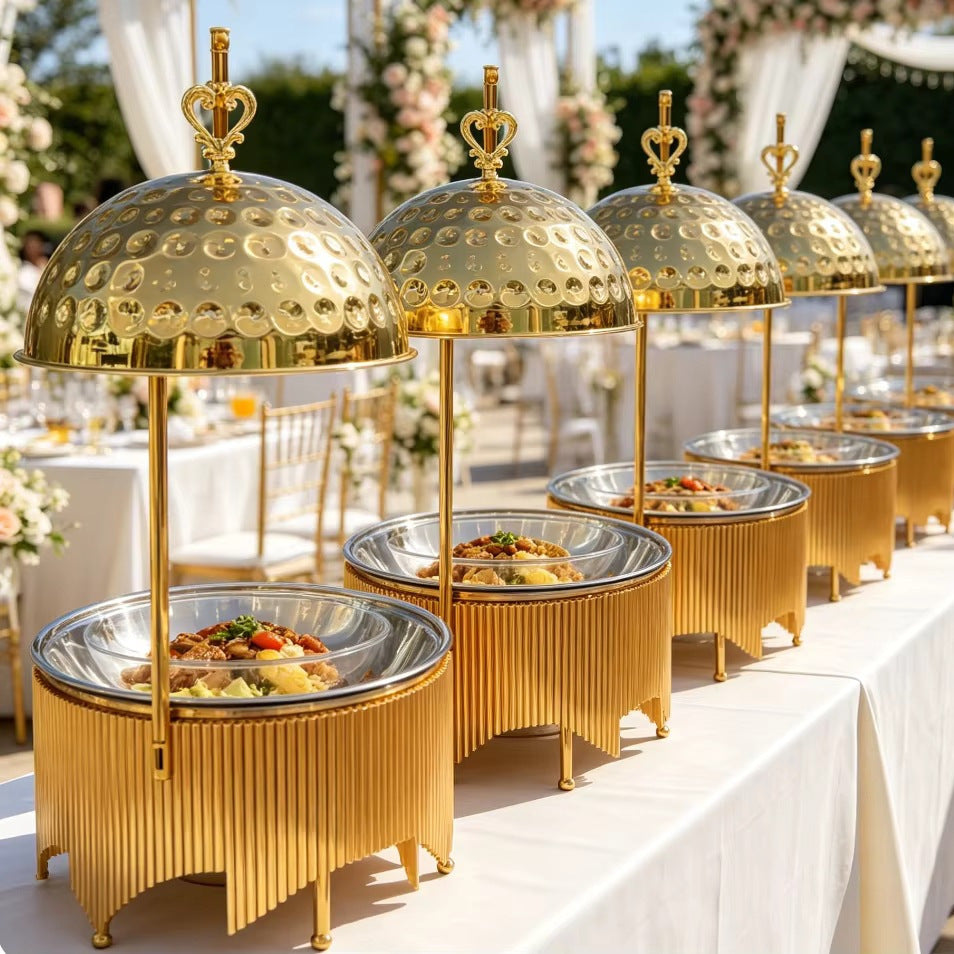 Diamond-shaped golden stainless steel buffet stove 8l hanging buffet stove for hotel restaurants