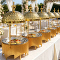 Diamond-shaped golden stainless steel buffet stove 8l hanging buffet stove for hotel restaurants