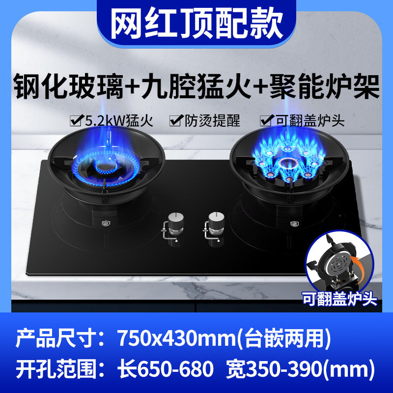 Wholesale royalstar gas stove double stove for home natural gas gas stove embedded liquefied gas energy saving fierce fire
