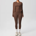 new cloud-soft brushed long-sleeve athletic zip-up jacket casual running butt-lifting fitness yoga three-piece set