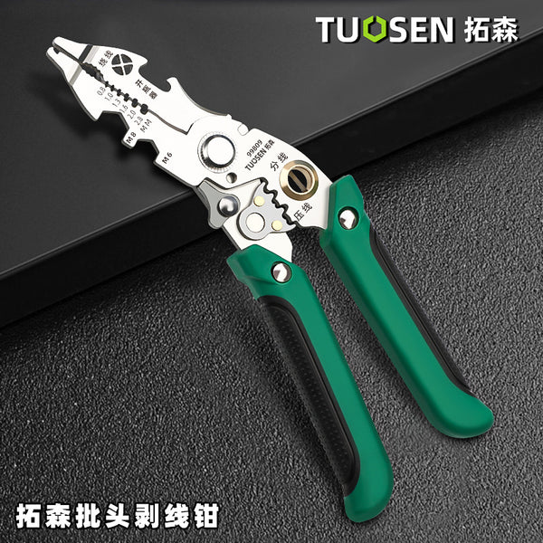 Tuosen Electric Special Tools Elbow Wire Stripper Dividing Winding Skin Stripping Pliers Multifunctional Electrical Wire Stripping Pliers