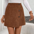 european and american cross-border elegance intellectual corduroy high waistslimming look front asymmetrical a-line skirt skirt