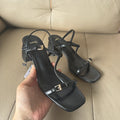 Spanish mango 2025 summer collection: new tie-up chunky heel sandals with square toe design - french style high heels