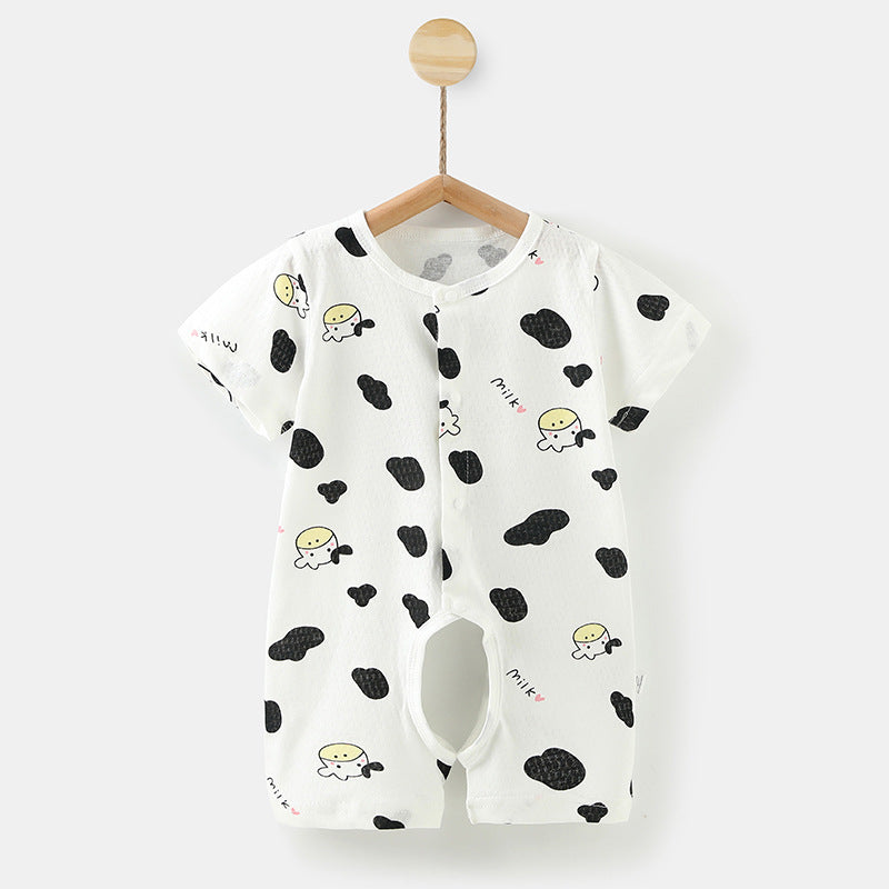 Baby short-sleeve romper, 100% cotton, newborn infant sleep sack, crawling suit, 0-1 year old, summer lightweight clothing