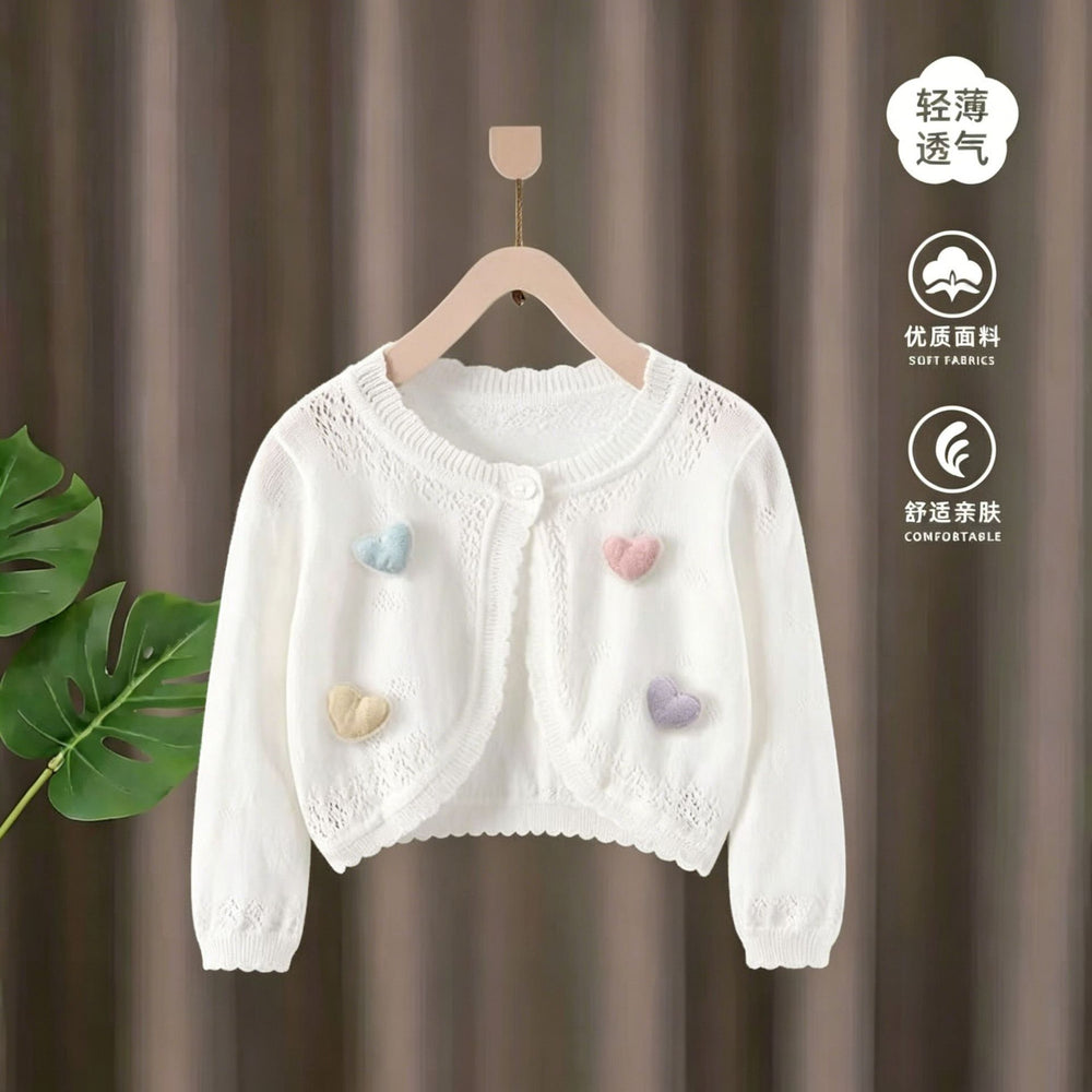 Baby summer lightweight cotton cardigan knit outerwear shawl sun protection skin care infant girl air conditioning shirt