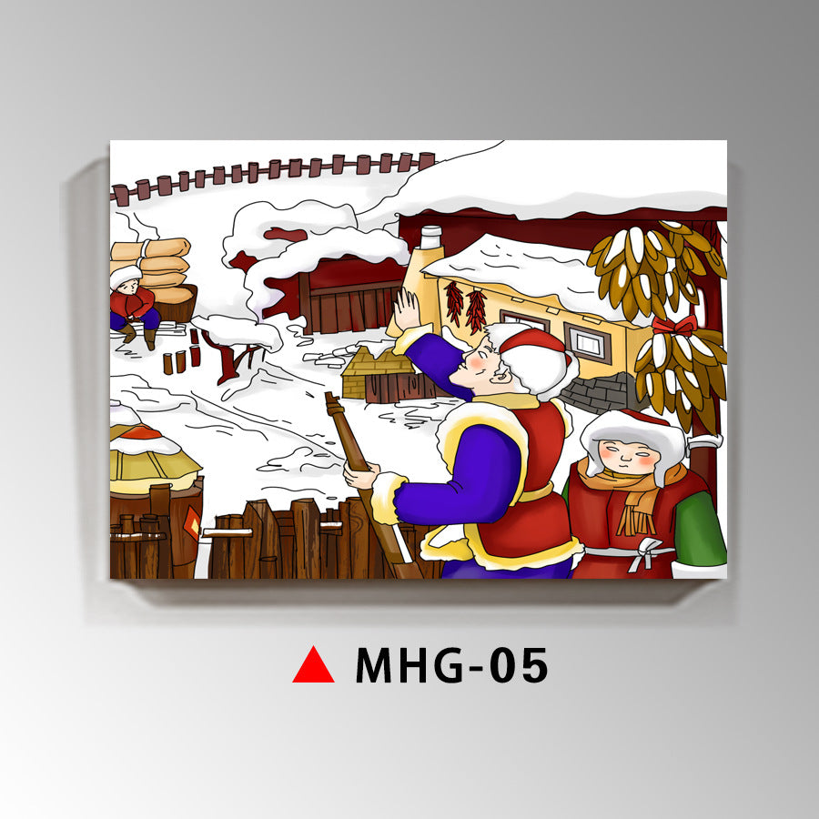 Northeast eight monsters decorative painting ethnic customs wall decoration mural agritainment hotel box background wall hanging painting