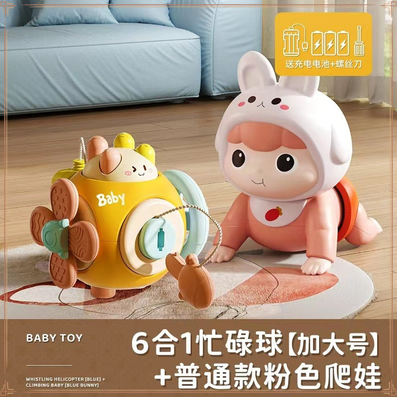 Baby busy ball baby toy 0-1 years old 3 toddlers finger grab ball hexahedron house early education switch button puzzle