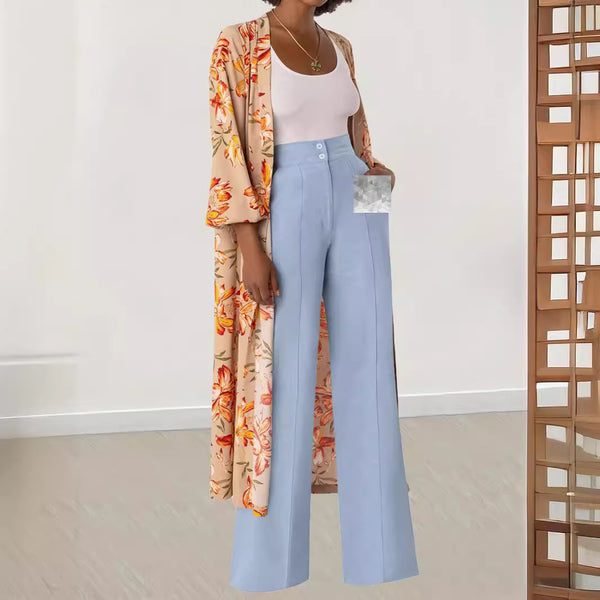 M3239G European and American   women's casual pants temperament elegant commuter trousers versatile fashion wide legs