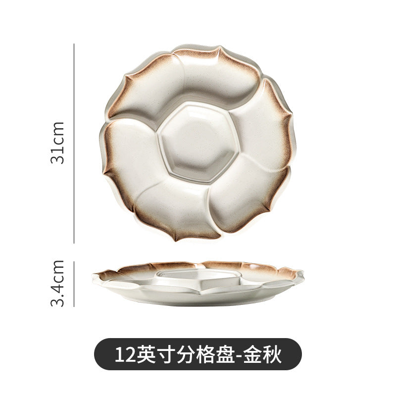 Japanese tableware sushi marinade platter plate four grids plate ceramic divided vegetable plate fruit plate dried fruit snack plate