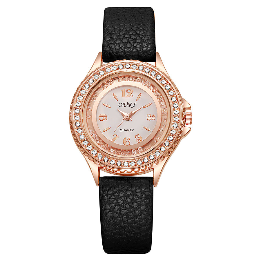 2025 new luxury rhinestone women's watch - fashionable and minimalist round quartz wristwatch for female students - wholesale