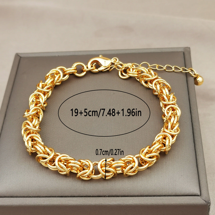 European and american hot-selling metal style hand-woven retro bold wide dragon bone interlocking chain bracelet wholesale