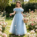 fashion style girl dress long flower girl dress wedding dress catwalk piano performance girl birthday princess dress
