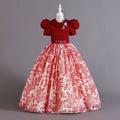 Exportnew arrival children's clothing chiffon retro pattern kids dress girl wearing waist princess dressgirl dress