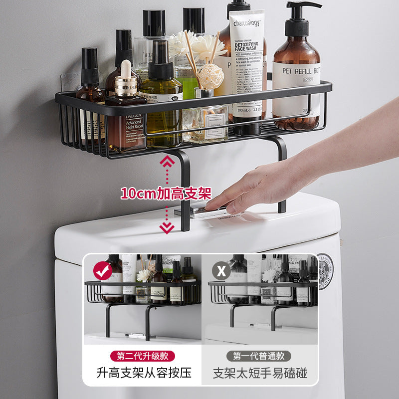 Space aluminum bathroom above the toilet rack Toilet toilet toilet suction cup wall hanging No punching storage